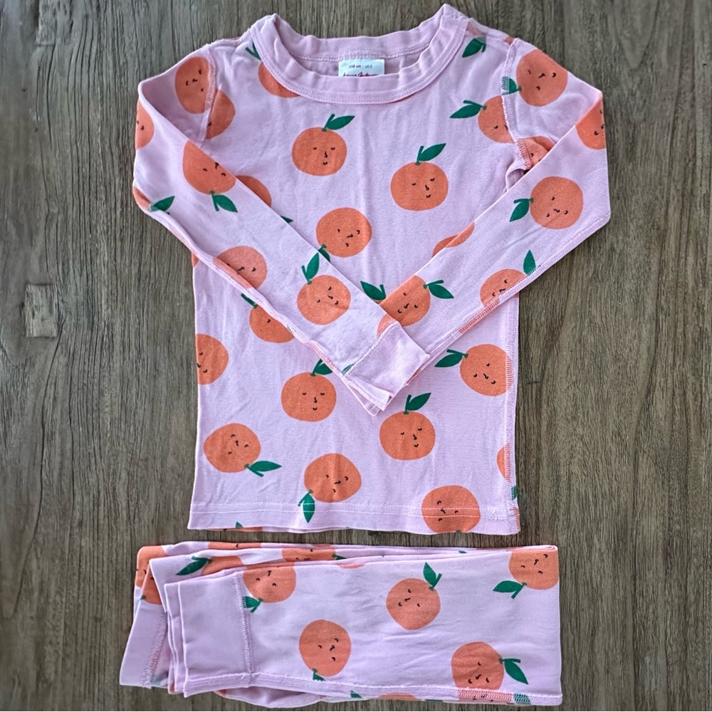 Hanna Andersson Pink Pajama Set with Orange Fruit Print